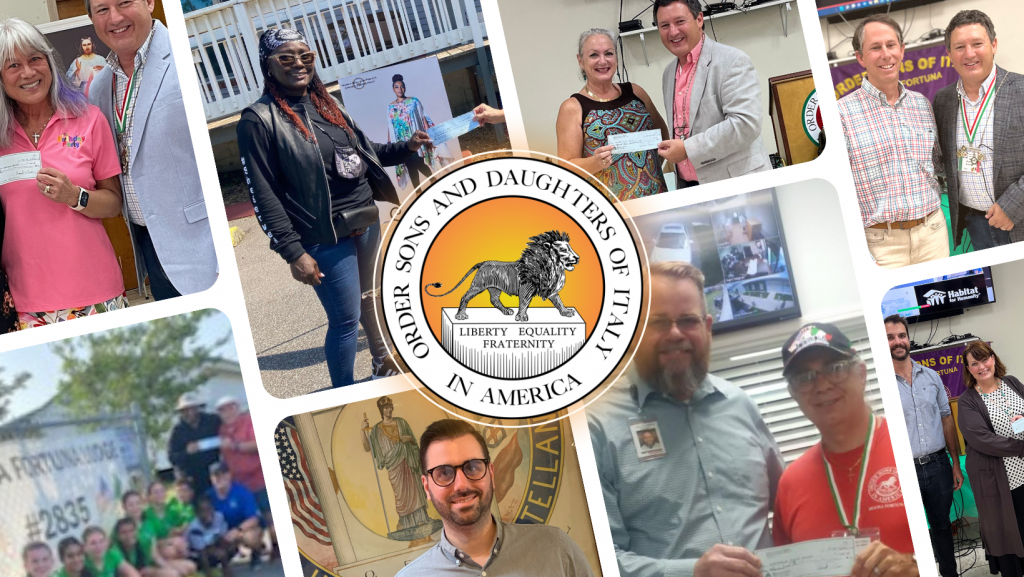 Photo collage of check presentations